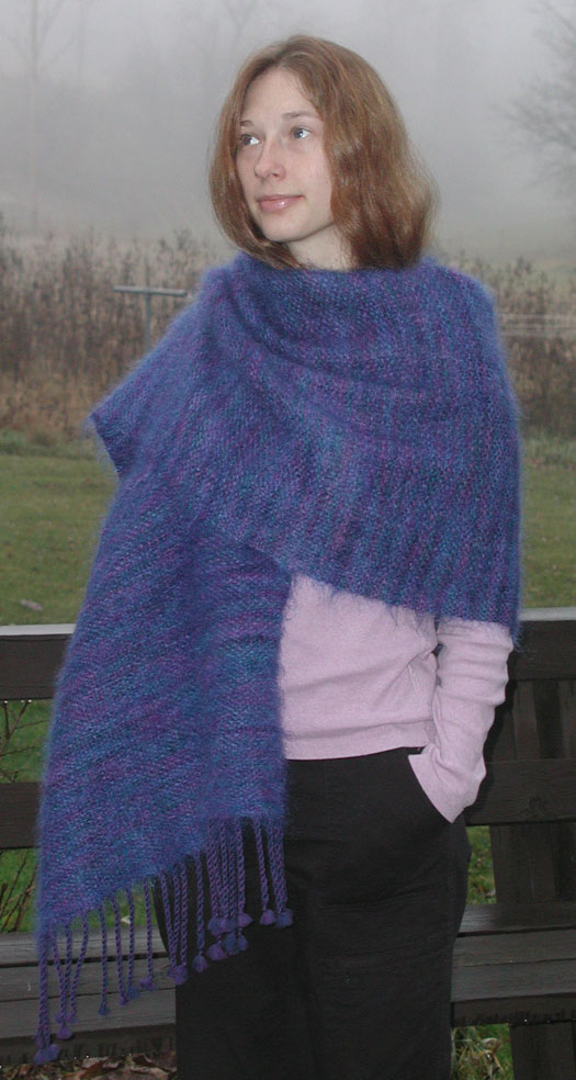 Blue Boucle Shawl