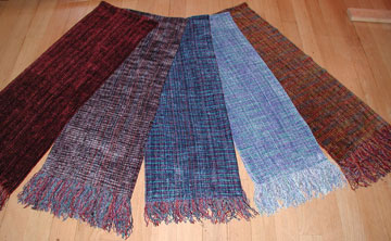 An assortment of rayon chenille scarves