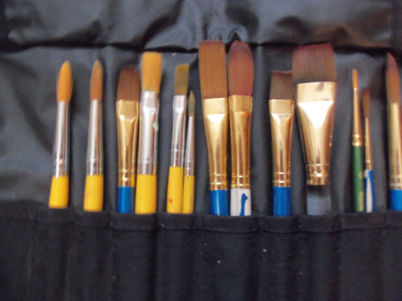 Watercolor paint brushes.