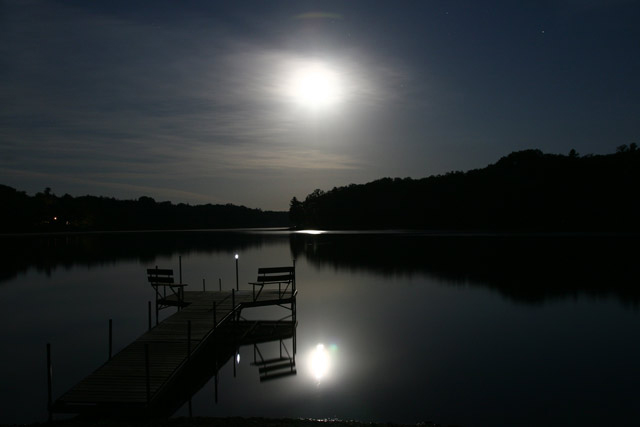 photo of moonlit lake