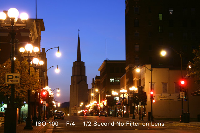 street scene at night