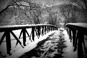 Photo of a bridge in the winter.