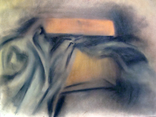 pastel drawing of flowing fabric