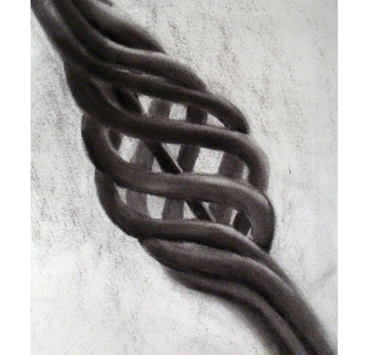 charcoal drawing of an intertwined shape