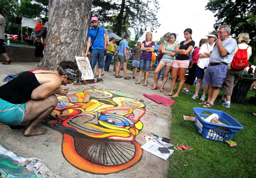 A mural being created